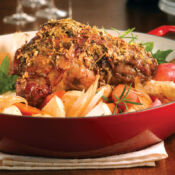 Gigot d’agneau braisé au romarin et au porto