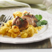 Poulet à la marocaine avec riz et chou-fleur